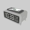Modern Digital Alarm Clock With LED Time Date Day Display White Gray Design 3d model