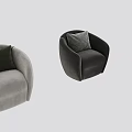 Beige Upholstered Accent Chair With Dark Green Textured Cushion And Curved Armrests