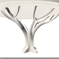 White Tree Trunk Shaped Pillar Supporting Modern Round Tabletop Design