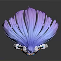 Game And Movie Character With Blue Purple Hair Purple Cloak Blue White Outfit And White Gloves