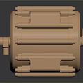 Shiny Golden Engine with Cylindrical Housing and Industrial Metal Bolts Structure