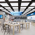 Modern Digital Store Interior With Display Tables Smartphones TV Screens And Bright Lighting