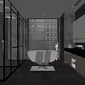 Modern Bathroom Interior With Glass Shower Bathtub And Window Blinds Design