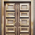 Luxurious Gold Metal Double Doors With Decorative Panels And Classic Frame Design