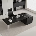 Black Modern Office Desk With Laptop Books Coffee Cup And Desk Lamp In Bright Room