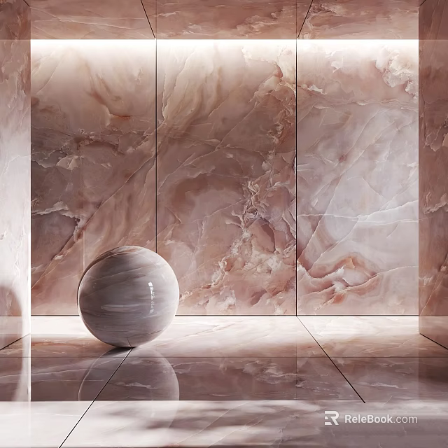 Elegant Marble Wall And Sphere Design With Shining Floor And Natural Texture 3d model