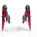 Red And Black Robotic Mechanical Arms With Symmetrical Structure And Industrial Joint Components