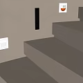 Concrete Staircase With White Wall Switches And Black Vertical Strip