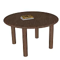 Round Wooden Dining Table Featuring Books on Top Surface 3d model