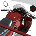 Vintage Red Three Wheel Motorcycle With Cargo Bed Black Seats And Headlights