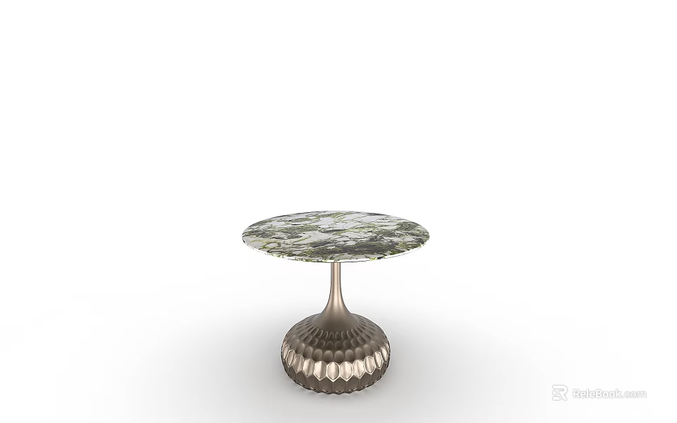 Elegant Modern Round Marble Top Side Table With Artistic Metal Base 3d model