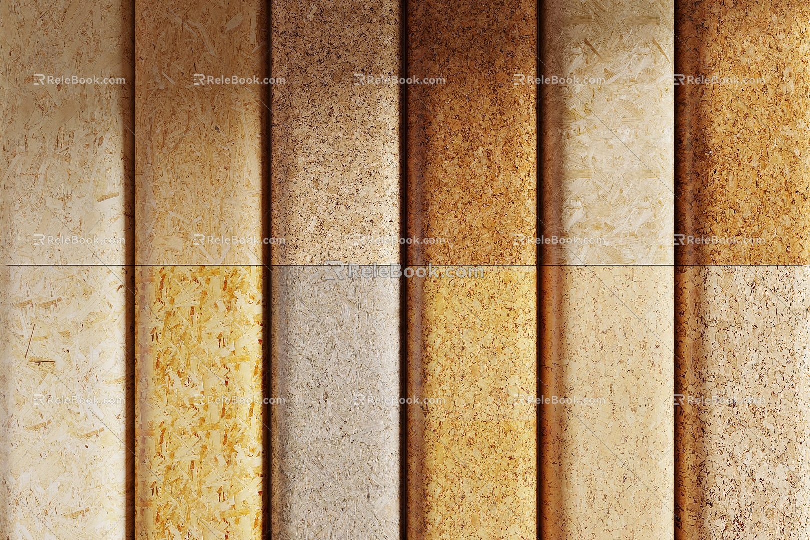 Wood veneer pine board solid wood particle board particle board cork plywood 3d model