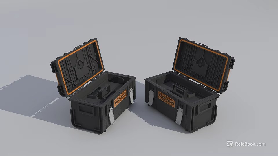 Stanley Hardware Toolboxes With Open Lids And Internal Storage Compartments 3d model 