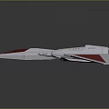 Futuristic Aircraft Model Featuring Silver Body Red Triangular Wings And Detailed Aerodynamic Design