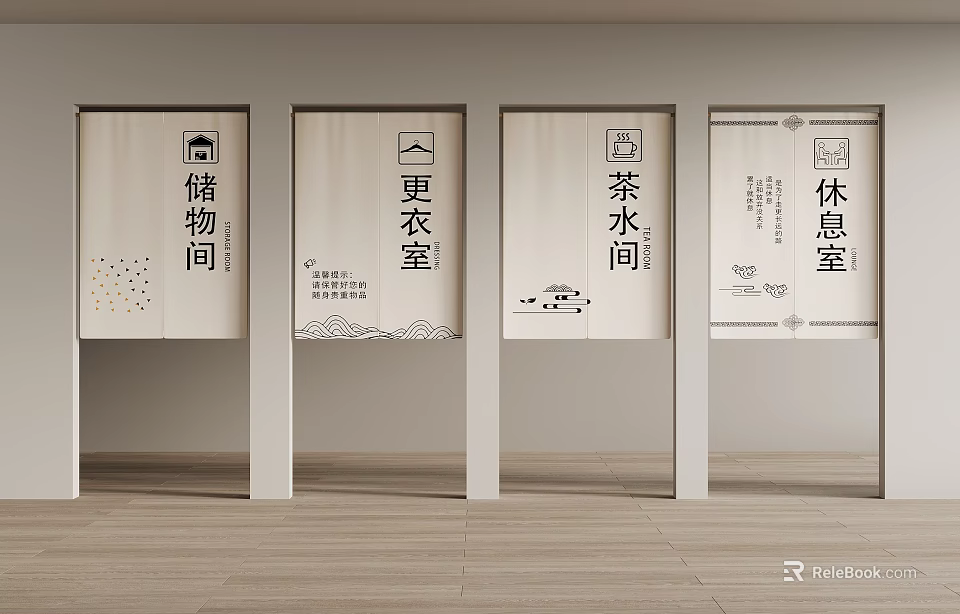Interior Directional Signage For Storage Changing Tea And Rest Rooms 3d model 