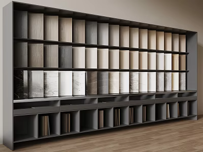 Wall Panels With Various Color Style And Material Samples On Display Rack 3d model