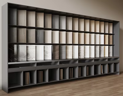 Wall Panels With Various Color Style And Material Samples On Display Rack 3d model