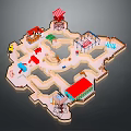 Colorful Children's Playground Maze Model With Slide Swings Water Tower Toy Car And Small Houses