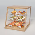 Wooden Frame Display Cabinet with Transparent Glass Shelves for Fruit Topped Cupcakes