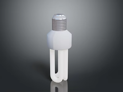 White Energy Saving Light Bulb With Metal Threaded Top And U Shaped Design 3d model