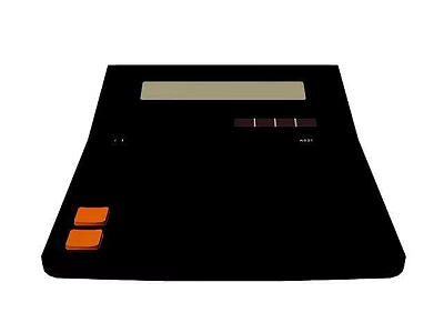 Tech Exhibition Hall Interactive Digital Display With Screen And Orange Control Buttons 3d model