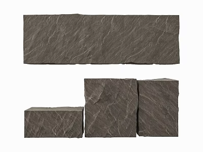 Natural Stone Slabs And Wooden Blocks In Various Shapes For Decor Projects 3d model