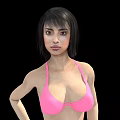 Detailed Game Movie Female Character In Pink Bikini Standing Pose