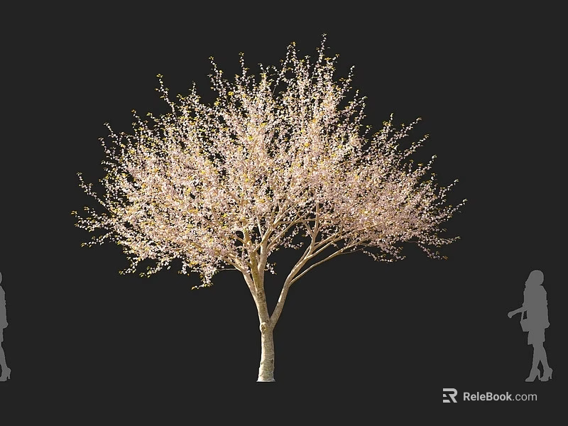 Tall Arbor With Light Colored Branches And Human Silhouettes Against Black Background 3d model