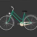 Classic Green Bicycle With Rear Rack Silver Spokes And Vintage Style Design