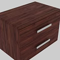 Wooden Modern Bedside Table With Two Drawers And Silver Metal Handles