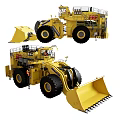 Yellow Heavy Duty Construction Vehicles with Large Buckets and Reinforced Tires for Mining Operations