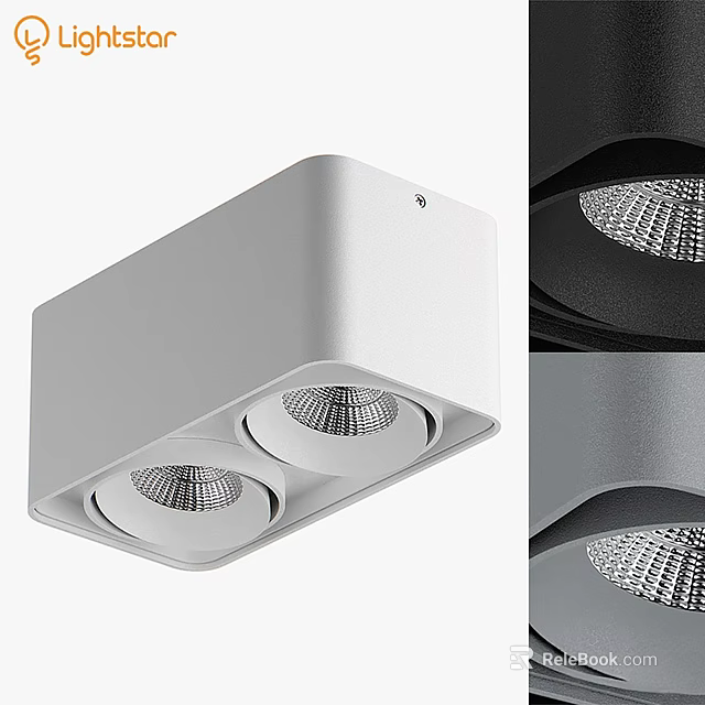 Modern Square Two light Minimalist Ceiling Light with White and Black Design 3d model