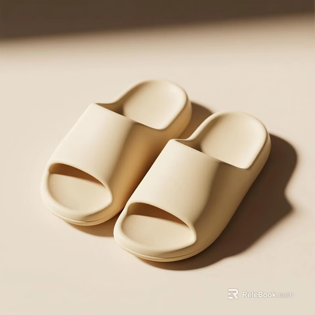 Beige Slippers With Simple Design Soft Comfortable Material For Daily Wear 3d model 