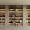 Bookcase open bookcase full wall bookshelf sofa background 3d model