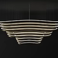 Abstract Chandelier with Curved Layered Lines Modern Illuminated Design for Contemporary Interior Decor