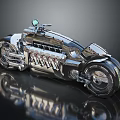 Chrome Custom Motorcycle With Sleek Metallic Finish Reflective Engine Details And Unique Wheels