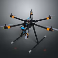 Space Exploration Hexacopter Drone With Black And Orange Design For Mission