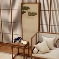 New Chinese-style Lohan Bed Lohan Bed Plus Screen 3d model