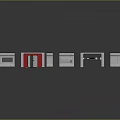 Various Door And Entry Components Display With Red Door Frame Panels And Plates