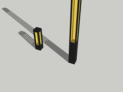 Modern Outdoor Lights With Black Frame And Warm Yellow LED Glow For Garden Pathway 3d model