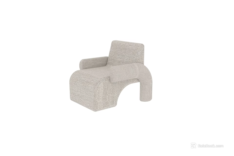 Modern Light Gray Fabric Single Sofa With Unique Armrest Design For Living Room 3d model