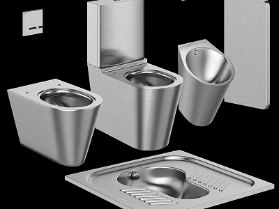 Stainless Steel Toilet Collection Including Siphonic Urinal Squat Pan And Modern Design 3d model