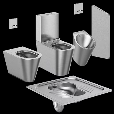 Stainless Steel Toilet Collection Including Siphonic Urinal Squat Pan And Modern Design 3d model