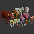 Colorful Farm Animal Toy Models Including Cows Pigs Sheep And Goats In Different Sizes