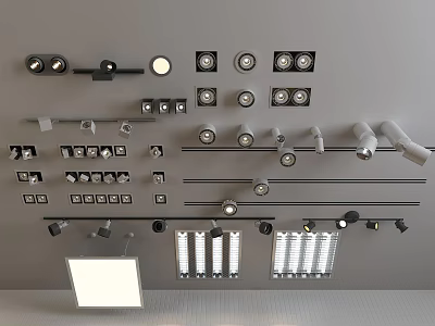 Various Modern Downlights And Spotlights With Different Ceiling Lighting Designs 3d model