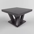 Dark Wooden Side Table With Square Top And Slanting Support Legs Design 3d model