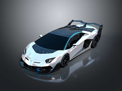 White Supercar With Black Accents Sleek Aerodynamic Design And Rear Spoiler 3d model