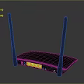 Black Wireless Router With Dual Antennas Orange Indicator Lights Ethernet Ports For Home Network Setup