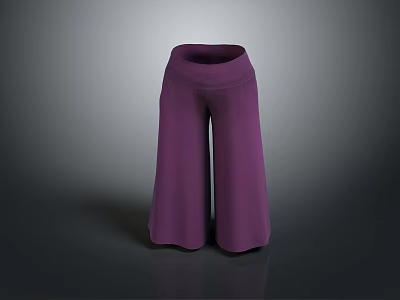 Stylish Purple Wide Leg Pants For Casual Fashion With Soft Comfortable Fabric 3d model
