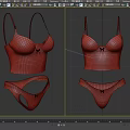 Women's Red Lace Underwear Set With Delicate Lace Design And Matching Bras And Panties